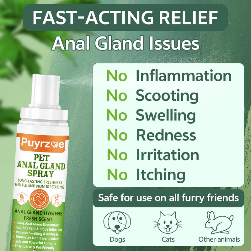 puyrzoe Pet Itch Relief Hot Spot Spray & Pet Anal Gland Spray, Anti Itch and Allergy Relief & Fast Relief for Anal Glands Soothes Itching