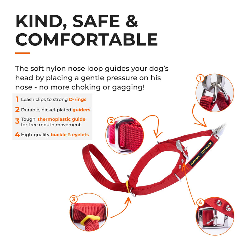 Canny Collar No-Pull Dog Collar - The Kind, Gentle Head Collar for Dogs| Dog Training Tool for Easier Dog Walking | Red - Size 6 Size 6 - 48-53cm (19"-21") - BeesActive Australia