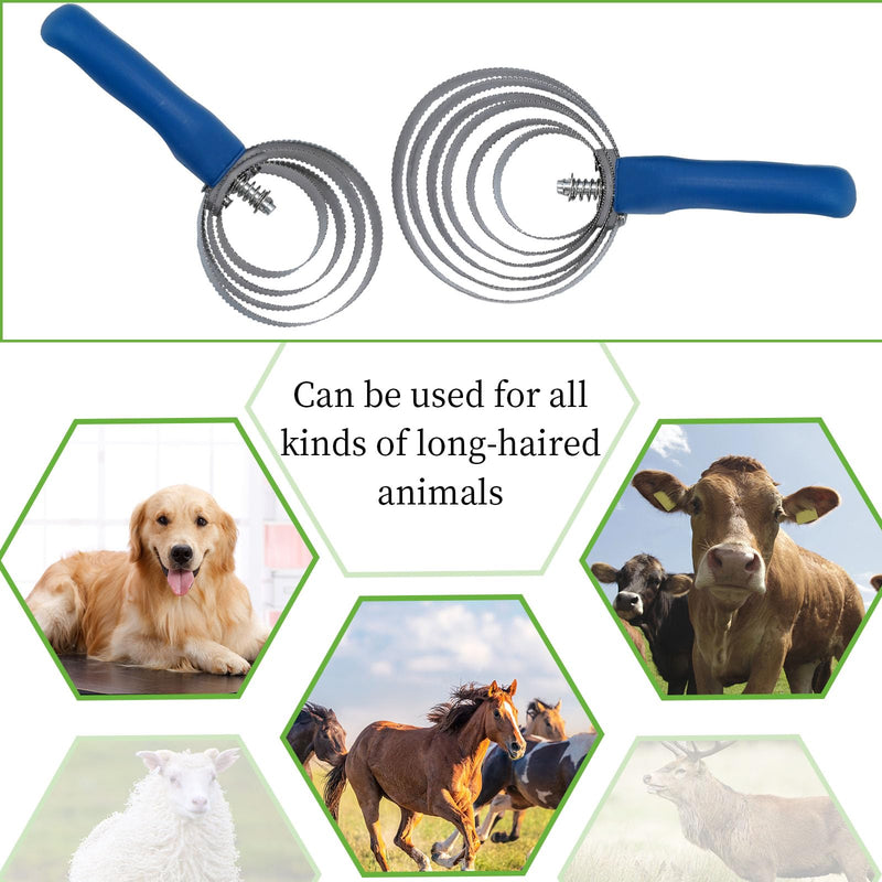 2Pack 4 Rings + 6 Rings Reversible Stainless Steel Curry Comb for Dog Spring Curry Horse Comb Brush for Horse with Soft Touch Grip Blue - BeesActive Australia