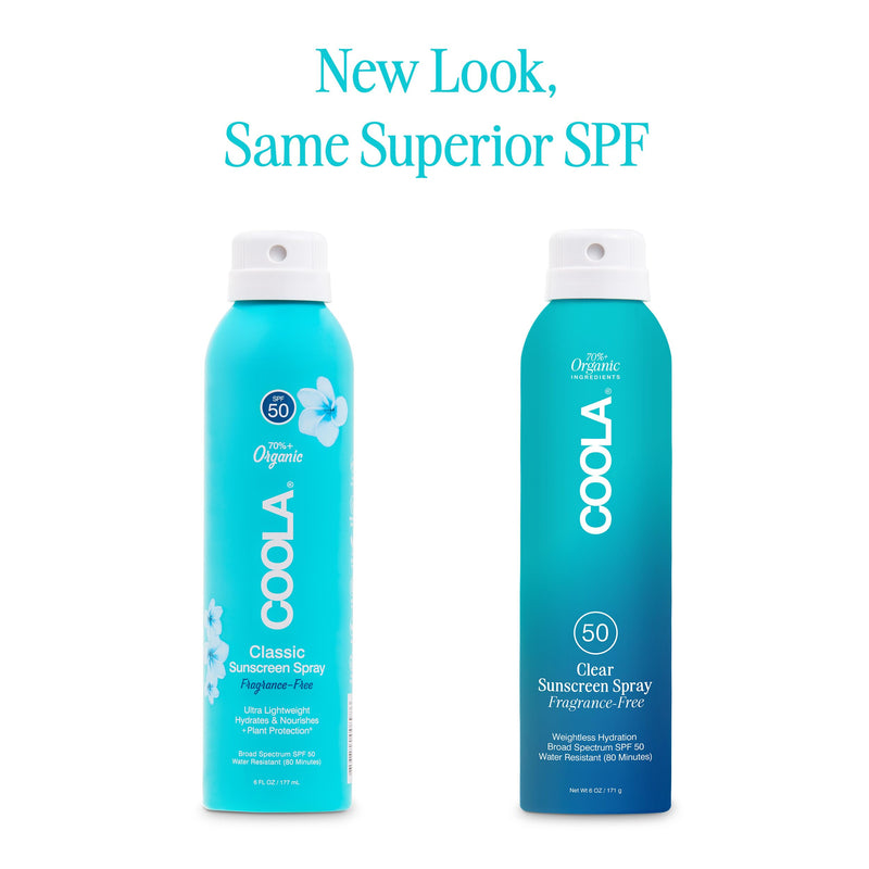 COOLA Organic Sunscreen SPF 50 Sunblock Spray, Dermatologist Tested Skin Care For Daily Protection, Vegan and Gluten Free, Fragrance Free 6 Fl Oz (Pack of 1)