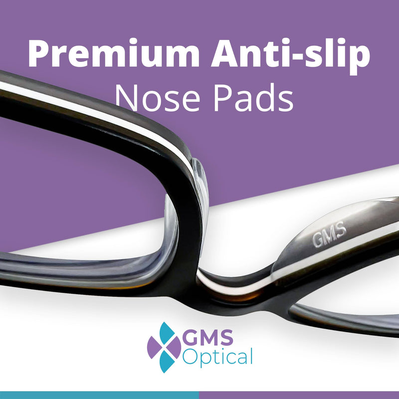 GMS Optical 1.8mm Reg-Thin/18mm Long Length - Anti-Slip Adhesive Contoured Soft Silicone Eyeglass Nose Pads with Super Sticky Backing (2 Sets / 5 Pack)(10 Pair)(Clear)