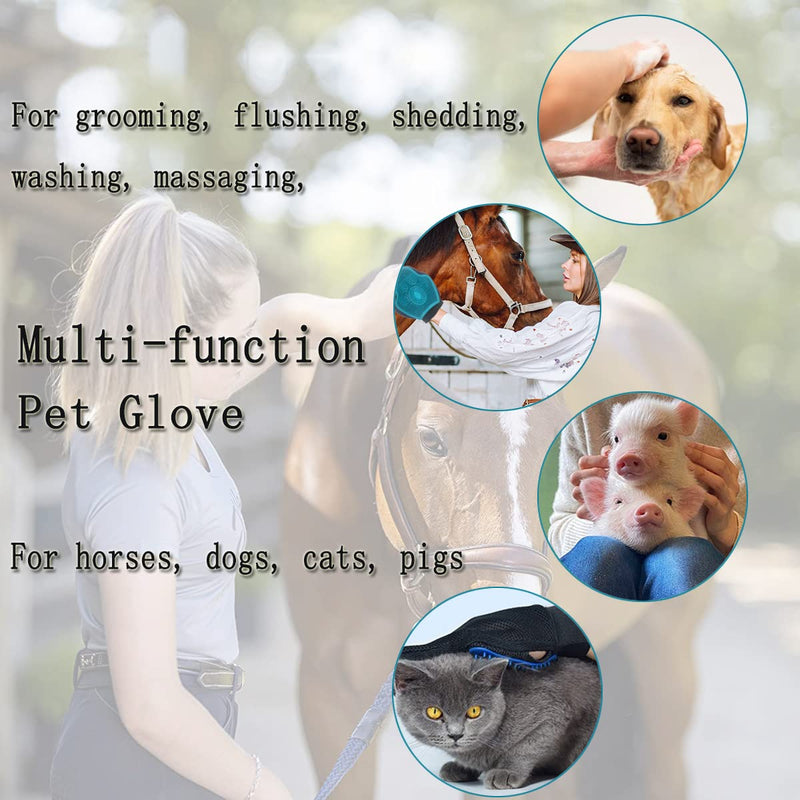 Horse Massage Glove, Horse Grooming Brush, Multifunctional Horse Brush Glove, Breathable Horse Hair Remover Mitt for Horse Dog and Cat Washing Grooming Shedding - BeesActive Australia