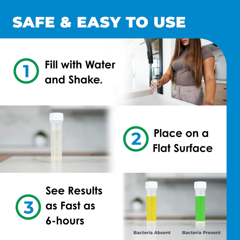 Safe Home® DIY Bacteria in Water Test Kit – Results as Fast as 6 Hours – Detects 50 Different Species of Coliform Bacteria – EPA Lab Certified – Made in the USA – (1 Pack) 1-Pack
