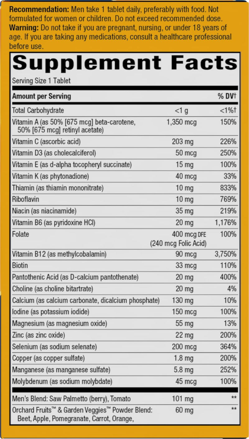 Nature's Way Alive! Men's 50 Plus Ultra Potency Multivitamin, 60 ct x3 | Complete High Potency Formula, Vitamin D3, C, E, Methyl B12, Supports Cellular Energy, Heart, Brain, & Eye Health,* 3 Pack 60 Count (Pack of 3)
