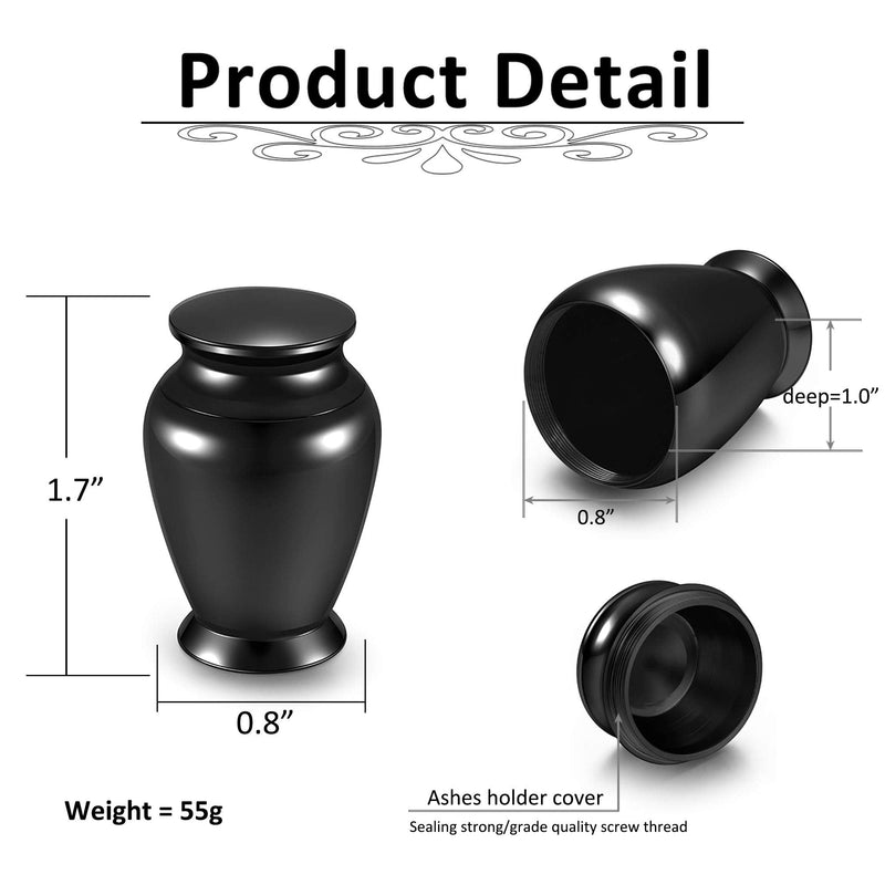 JSDDE Mini Urn Made of Stainless Steel Waterproof Memorial Urn Black Keepsake Urn Memorial Funeral Keepsake Urn Keepsake for Safe Storage of Ashes (Style 1) Style 1 - BeesActive Australia