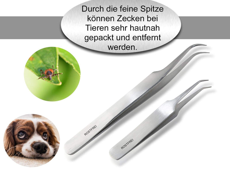 Fine tick remover set of tick tweezers for dogs and cats made of stainless steel - BeesActive Australia