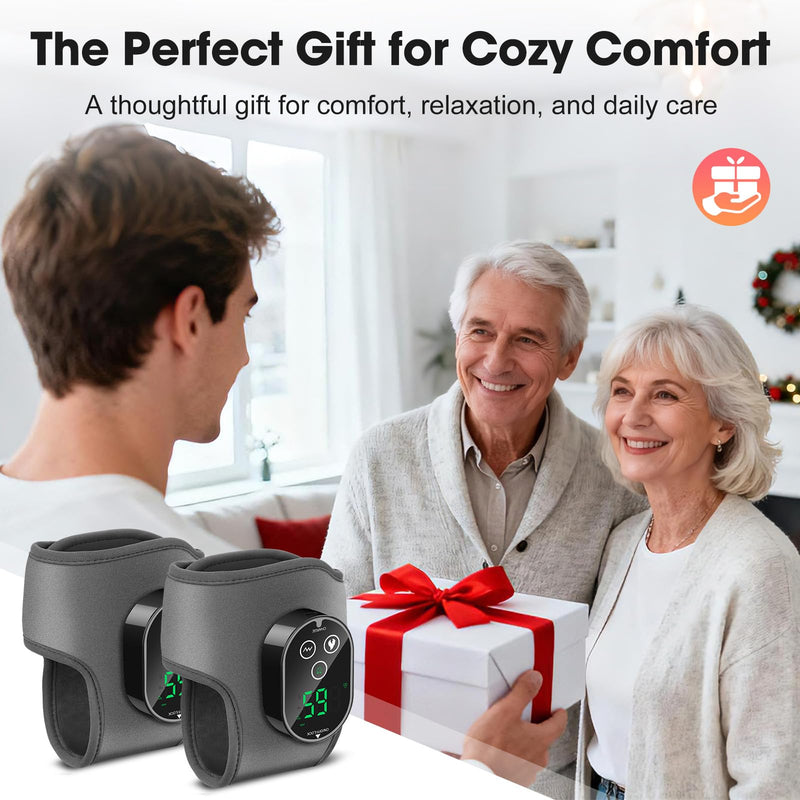 2-Pack Cordless Foot Massager for Neuropathy, Ankle Massager for Pain Relief, Ankle Heating Pad with Massage, 4 Heat Levels, 3 Massage, Foot Massager, Gray Grey Two G - BeesActive Australia