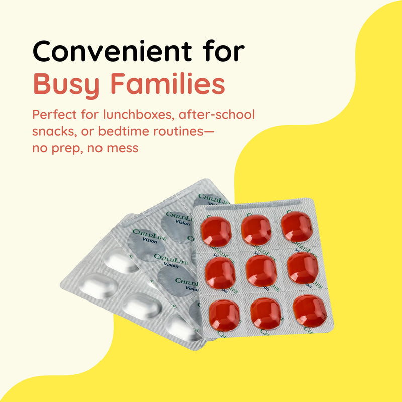 CHILDLIFE ESSENTIALS Healthy Vision SoftMelts, Berry, 27 Tablets | Eye Vitamins for Kids, Lutein Gummies, Lutein and Zeaxanthin Supplements, Eye Health Gummies, Great Taste, Natural Berry Natural Berry (Vision Melts)