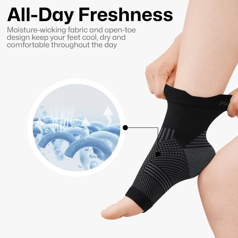PAPLUS 6 Pairs Plantar Fasciitis Socks for Achilles Tendonitis Relief - Ankle Compression Socks for Women & Men - Ankle Brace with Arch Support for Swelling, Plantar Fasciitis Relief Black（6 pairs） Medium - BeesActive Australia