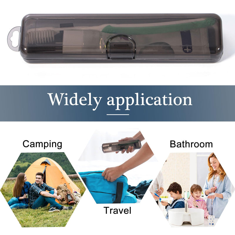 Toothbrush Travel Case 2 Pack, Clear Black Toothbrush Case Holder Travel Size Plastic Toothbrush Holder Toothpaste Storage Container Portable for Traveling, 7.87 x 1.85 x 1.18” 7.87 x 1.85 x 1.18" - BeesActive Australia
