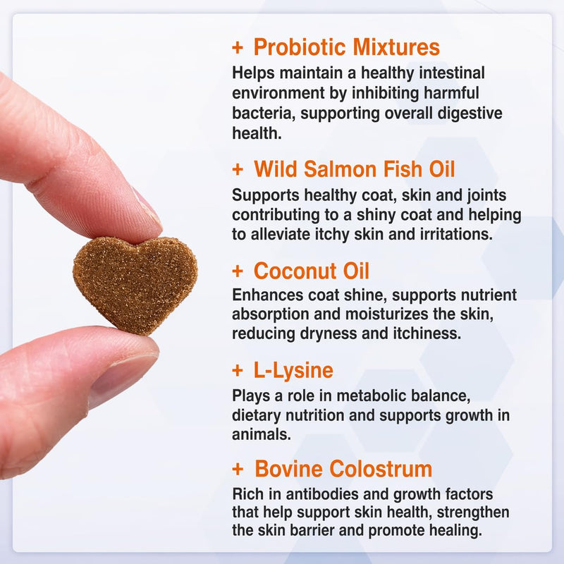 Salmon Oil Dog Chews with Omega 3 6 9 & Probiotics | Dog Skin & Coat Supplement for Itchy Skin, Dry Skin & Shedding | Dog Allergy & Gut Health Support | Soft Chews for Dogs | 120 Chews