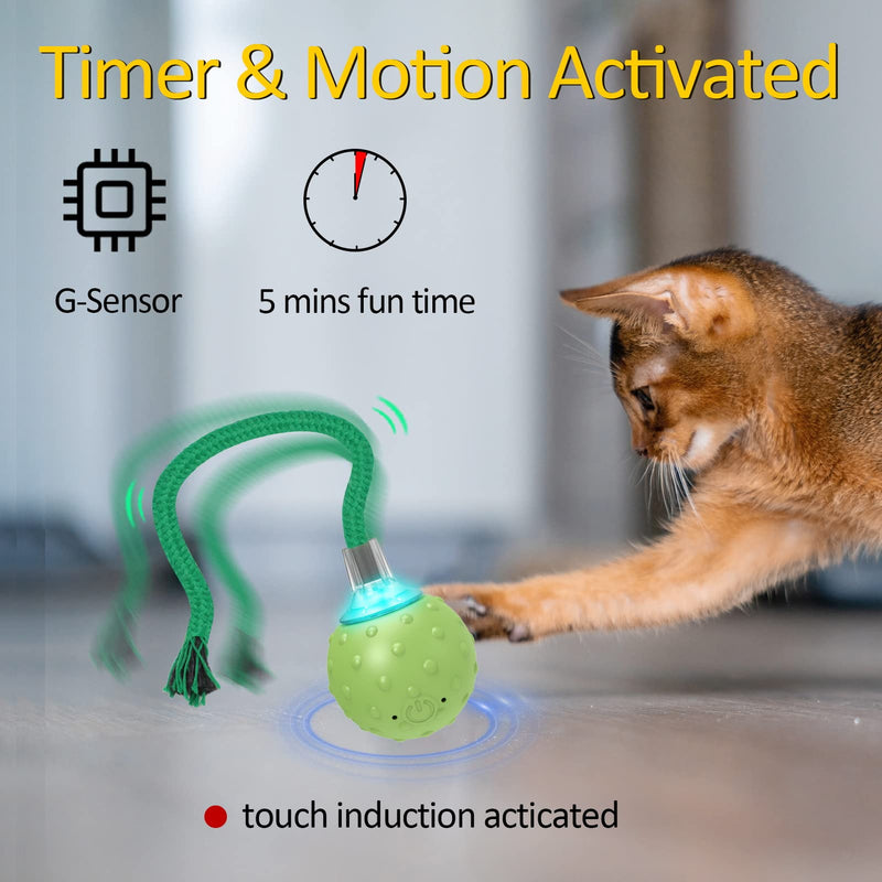 Interactive Cat Toys for Bored Indoor Adult Cats, Automatic Fast Move On Carpet, Bird Chirping & Motion Activated Cat Ball Green - BeesActive Australia
