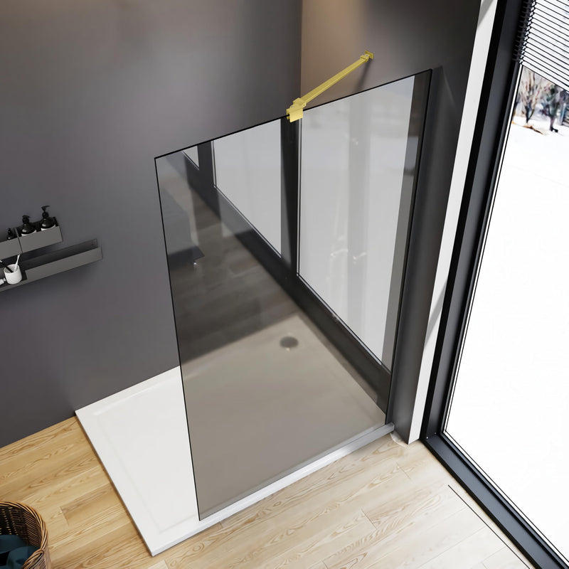 Shower Door Support Bar Rod, 18.11 Inch Length Stainless Steel Wall-to-Glass Brace, for 1/4"(6mm) 5/16"(8mm) 3/8"(10mm) Thick Framless Glass Door, Brushed Gold - BeesActive Australia