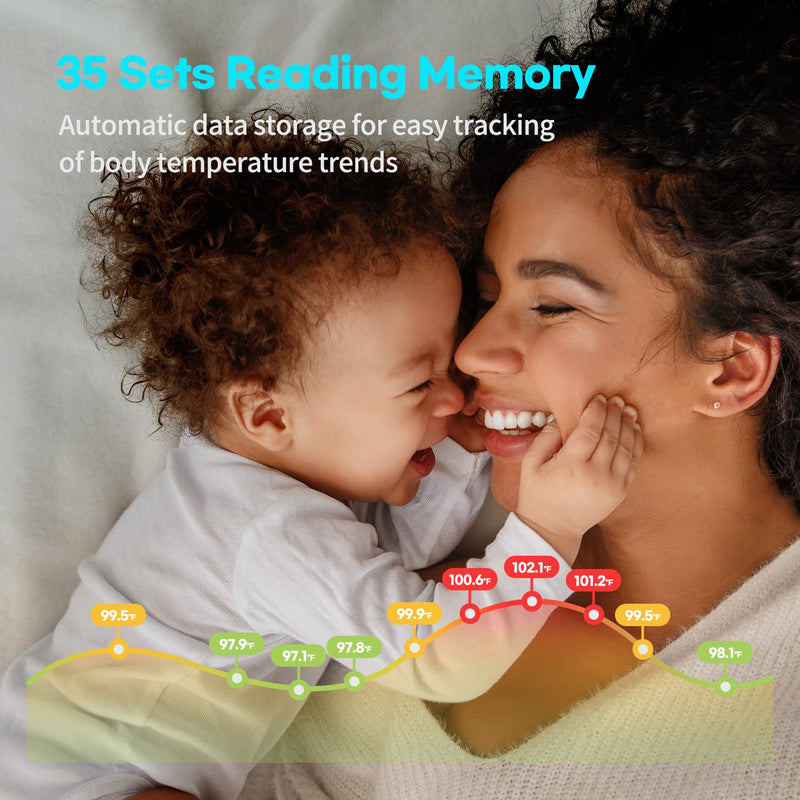 HubiBaby No-Touch Infrared Thermometer for Adults, Accurate Digital Forehead Thermometer, Large LED Display, Fever Alarm, 2 in 1 Forehead & Object Thermometer Black & white
