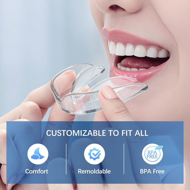 Mouth Guard for Grinding Teeth at Night 6 Pack (One Size), Night Guards for Teeth Grinding, Moldable Bite Guard for Teeth Clenching Nighttime with Mirror - BeesActive Australia