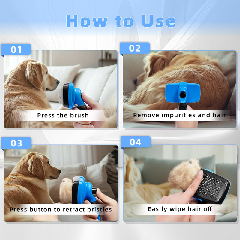 Self Cleaning Slicker Brush for Dogs & Cats，Dog brush for shedding，Cat grooming supplies，Dog brush for long haired dogs，Short-haired dog brush,Dog hair brush,Pet brush - BeesActive Australia