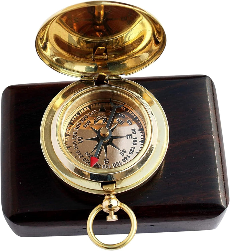 Brass Compass Gift – Push Button Compass Keepsake Gift for Son, Boys, Men, Graduation Gift, Birthday Gift Idea, Inspirational Motivational Gift for Him, Unique Gift Idea, Collectible Desk Decor Brass Compass Gift – Classic Edition 1