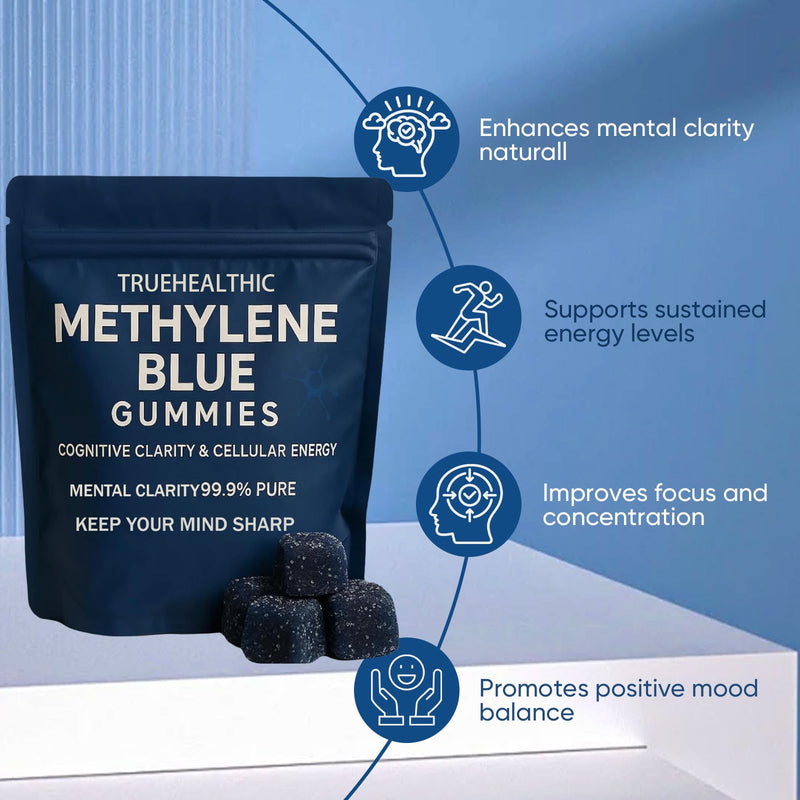 Feelific Methylene Blue Gummies, Health Aura Blue Gummies, 5mg of Methylene Blue Per Gummy for Sustained Energy, Mental Clarity, Lifted Mood, Sharper Focus, 30 Gummies 1