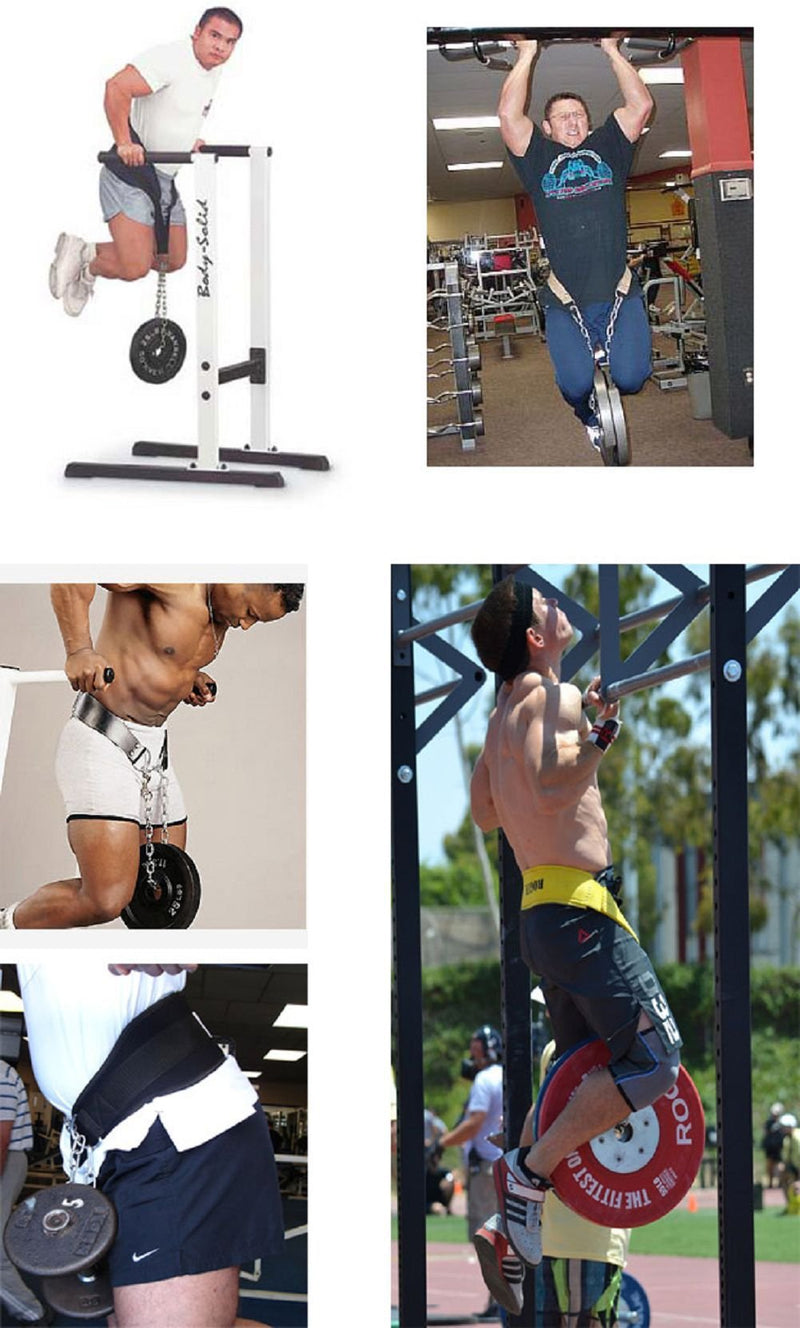 HemeraPhit Pull-up Belt Weighted Dip Belt with Chain Double D-ring Weightlifting Back Support Strap Home Gym Equipment Waist Belt - BeesActive Australia