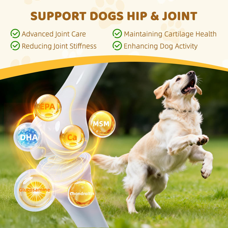 Dog Multivitamin Chewable: 12-in-1 Dog Vitamins & Supplements with Glucosmine Chondroitin Probiotics Omega 3 Cod Liver Oil CoQ10 Astaxanthin for Joint Gut Heart Eye Brain Immune Support Orange