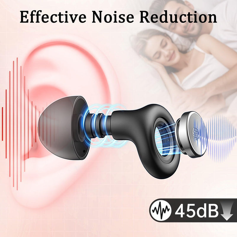 Ear Plugs for Sleeping Noise Cancelling 45dB, Reusable Silicone Earplugs with 8 Eartips and Travel Case, Soft Comfort Hearing Protection for Concerts, Snoring, Travel, Study (Jet Black) Jet Black
