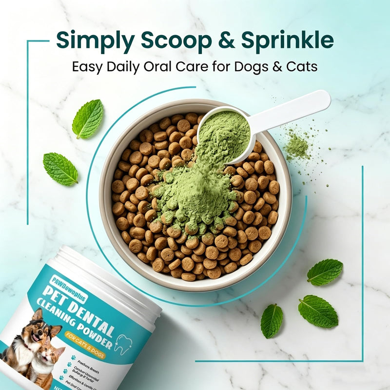 Pet Dental Cleaning Powder for Dogs & Cats – Probiotic Dental Powder for Fresh Breath, Plaque & Tartar Support – Daily Oral Care for Small Medium Large Dogs & Cats