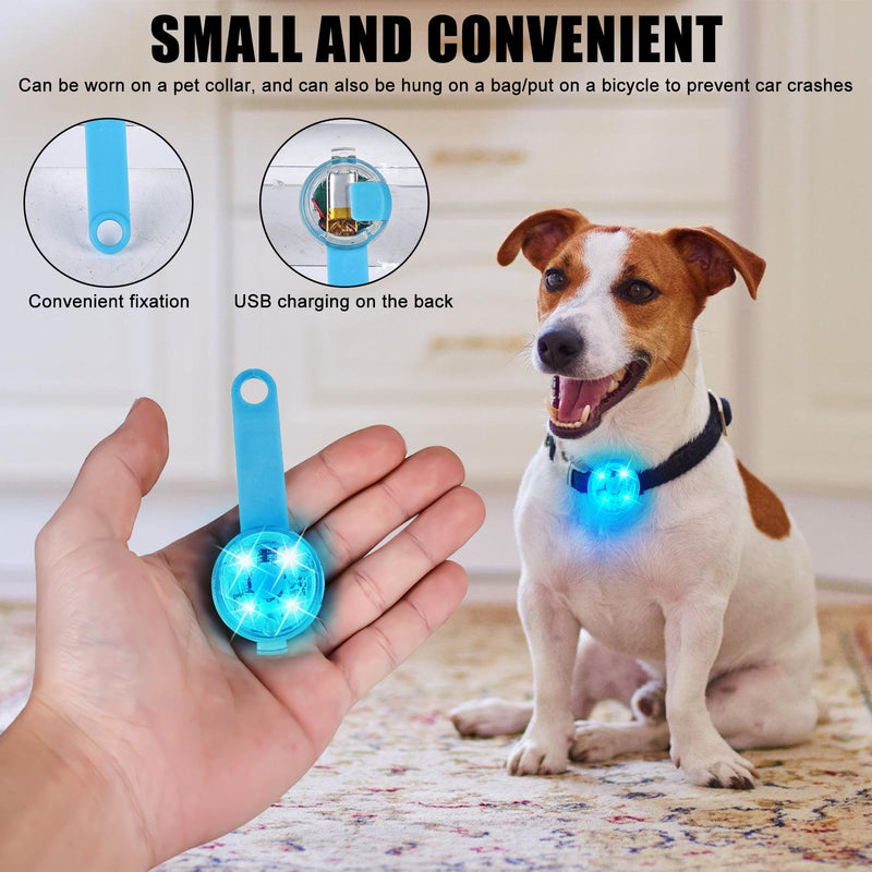 GAOUTO Pack of 4 dog light pendants, 4 modes USB rechargeable LED flashing light dog light, waterproof light pendant dog, safety light LED dog collar lights for nighttime dog walks - BeesActive Australia