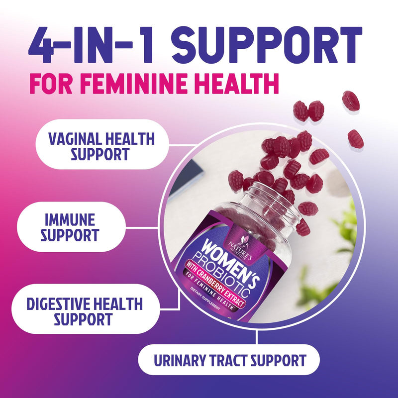 Probiotics for Women Gummies with Cranberry - 6 Premium Strains for PH Balance - Women Probiotics for Digestive Health, Vaginal & Immune Support, Women's Probiotic Feminine Health Gummy - 120 Gummies 120 Count (Pack of 1)