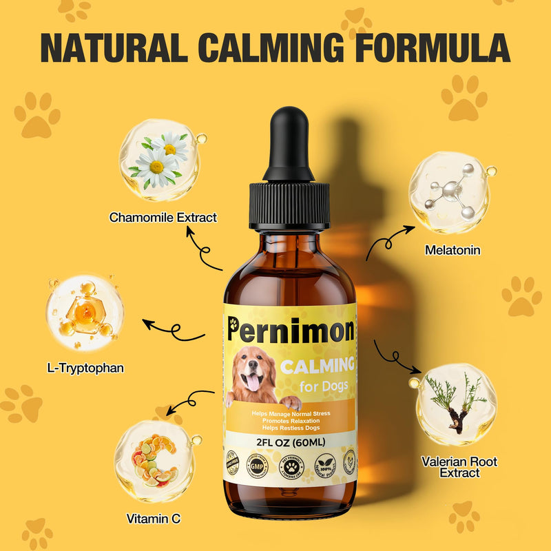 Calming Oil for Dogs, Calming Drops for Dog Anxiety Relief & Sleep Support for Thunderstorms, Separation Stress, Fireworks & Travel-Chicken Flavour (60ml) 60ml