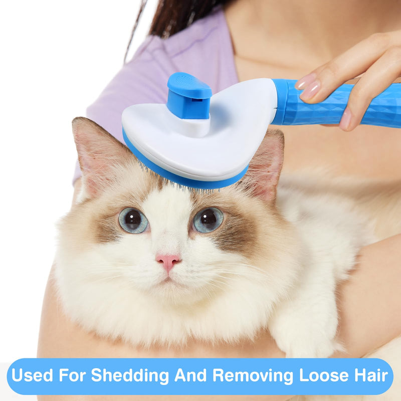 6 Pcs Cat Dog Pet Brush Grooming Kits, Self Cleaning for Shedding Cat Brush Slicker Hair with Pet Nail Clipper File Flea Comb Pet Shedding Brush Silicone Toothbrush for Removes Loose Hair - BeesActive Australia