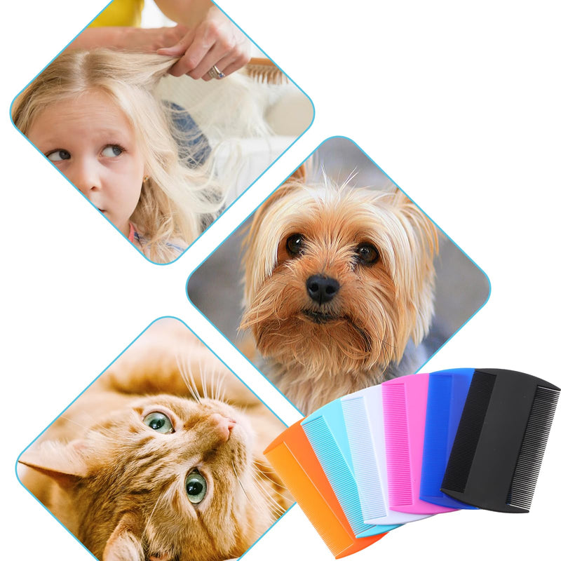 Flea Comb Lice Comb Double Sided Dandruff Comb Cat Comb Plastic Flea Comb for Cats Fine Teeth Pet Comb for Cat Dog To Keep Skin Healthy And Hair Soft 14 Pcs (Multi-color) - BeesActive Australia
