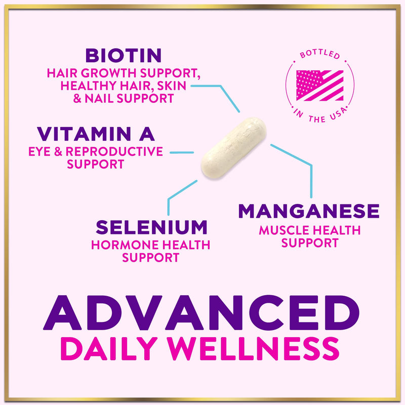 Multivitamin for Women - 3X Strength Daily Women Multivitamin, Vitamins A, D, C, E, Biotin, Folic Acid, Calcium, & Iron, Complete Multi Vitamin for Beautiful Hair & Skin, Bottled in USA, 60 Capsules 60 Count (Pack of 1)
