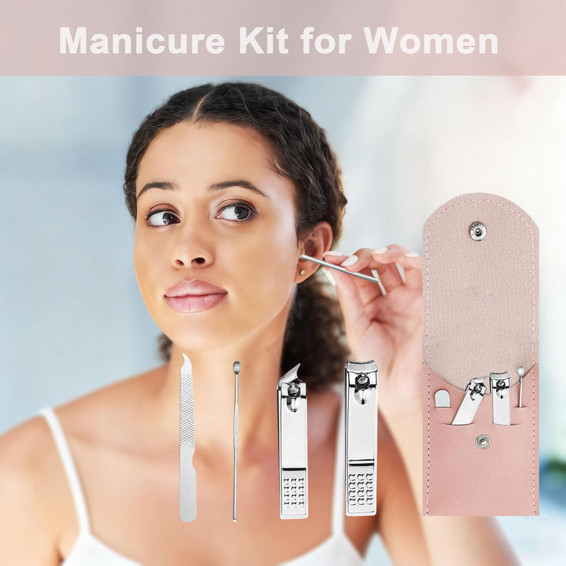 24 Sets Travel Manicure Set Professional Nail Clipper Kit Bulk,4 in 1 Adult Stainless Steel Travel Manicure Kit with Case Individually Wrapped Nail Clippers Bulk for Homeless,Hotel,Charity（Pink） 24 Packs(4 in 1) Pink - BeesActive Australia