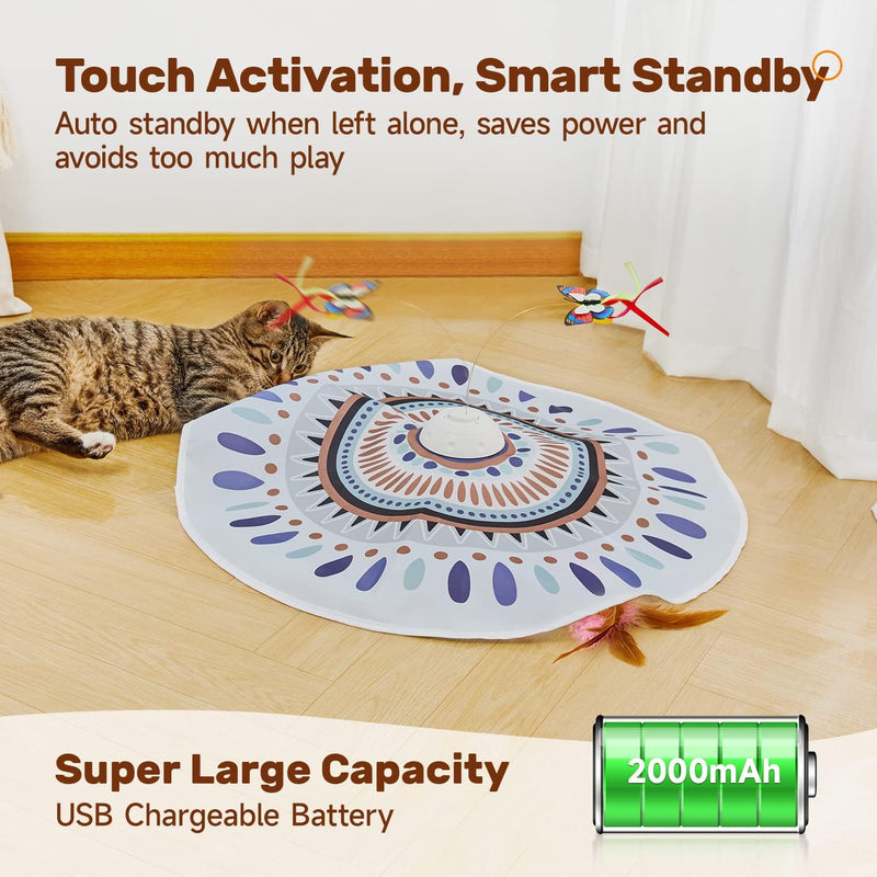 Potaroma Cat Toys Chargeable, 3in1 Hide and Seek Kitten Wand Toy, Interactive Automatic Cats Toy, Fluttering Butterfly, Moving Feather, Indoor Exercise Kicker 22.8 Inches Cover for All Breeds Minimalistic Bohemian - BeesActive Australia