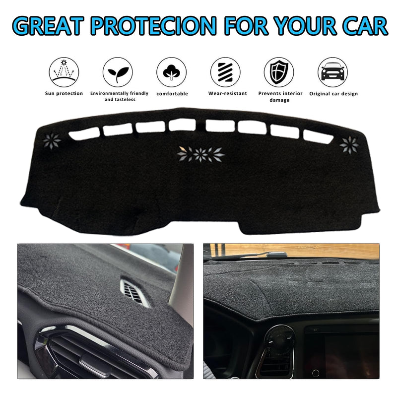 Dash Cover Mat for 2022-2024 2025 Jeep Compass Dashboard Cover Mat Dash Carpet Protector Custom Fit Center Console Cover Sunshade Protector Compass Accessories Pad No Glare (Black) for Compass 2022-2025