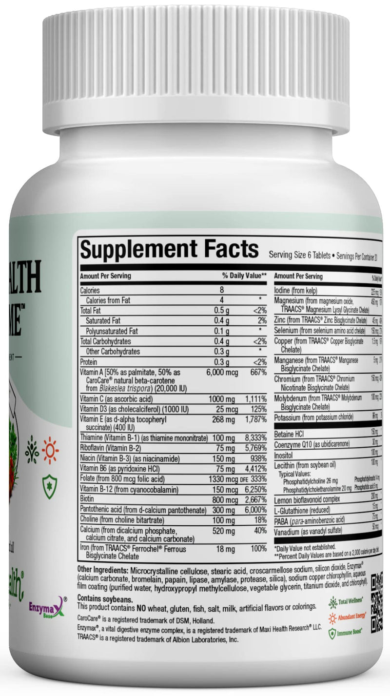Multivitamin for Men & Women – Supreme High Potency Daily Multi with Minerals, CoQ10 & Antioxidants – Energy, Immune Support, Bone, Heart & Wellness – Vitamin A, C, D, E, B12, B6 & Biotin 120 Tablets 120 Count (Pack of 1)