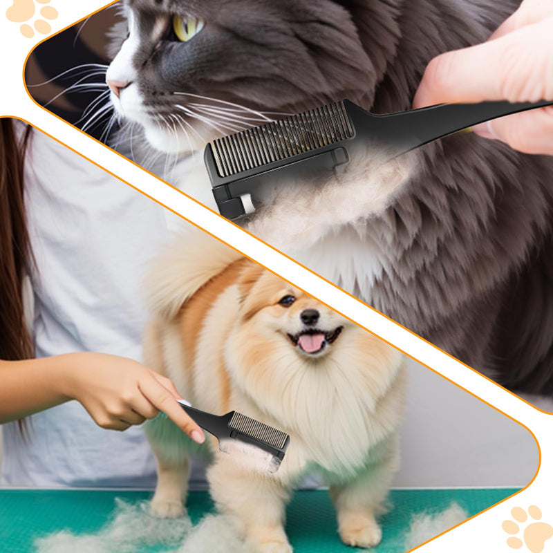 Razor Comb for Dogs Cats with 10 Pcs Extra Blades, Pet Razor Comb 2 in 1 | Trimming & Grooming, Dog Cat Brush that Cuts Hair, Hair Cutter Comb for Dog Cat, Pet Hair Trimmer Grooming Comb for Dog Cat - BeesActive Australia