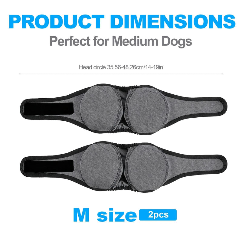 2Pcs Dog Ear Defenders Noise Cancelling Muffs, Snood for Firework Relief | Waterproof, for Swimming/Grooming/Bonfire Night Calming, Adjustable Pet Ears (Gray,M)