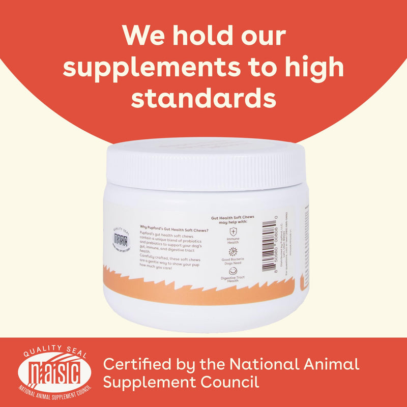 Pupford Gut Health & Immunity Supplement for Puppies and Adult Dogs, Made in The USA, Vet Approved, No Artificial Flavors, Peanut Butter and Jelly, Net Wt. 6.3 oz (120g) - PawsPlanet Australia