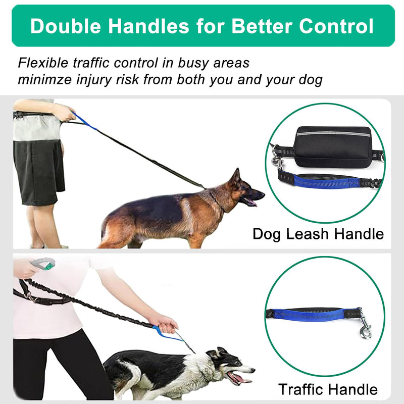 Hands Free Dog Leash, Waist Belt Leash for Dog Walking Jogging, Medium Large Dog Running Leash Hands Free with Pouch and Poop Bag Holder, Reflective Bungee No Hands Leash for Dogs, 25-120 Lbs, 4-6 Ft Blue Type 1 - BeesActive Australia