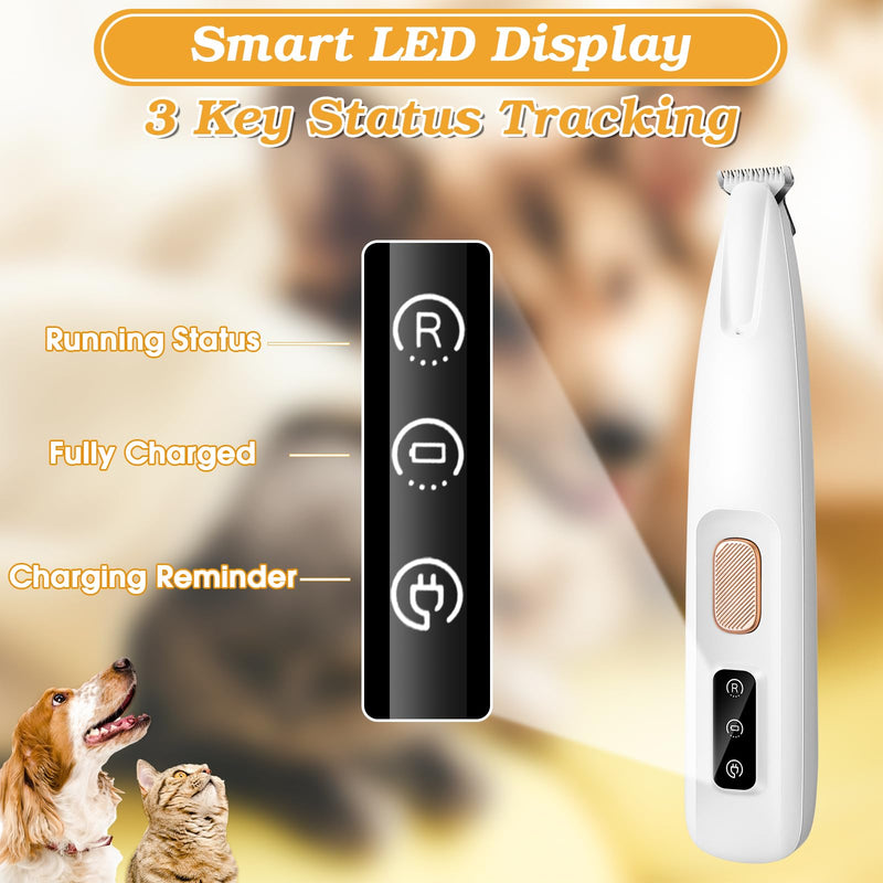 Palksky Dog Paw Trimmer, Upgraded 18mm-Blade Electric Dog Clippers for Groomming with Led Display, Waterproof Pet Micro Precision Trimmer, Rechargeable Hair Shaver for Paws, Ears, Face, Rump and Eyes One Speed - BeesActive Australia