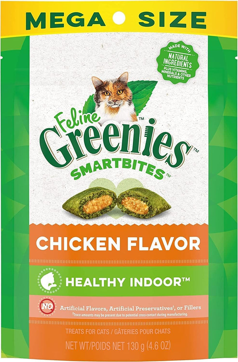 (4 Pack) Greenies Feline SMARTBITES Healthy Indoor Control (previously Called Hairball Control) Chicken and Tuna, (4.6oz, 2 Each) - BeesActive Australia