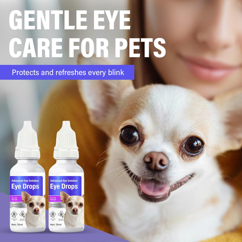 Dog Eye Drops, Premium Eye Drops for Dogs to Flush & Soothe, Advanced Dog Eye Wash for Daily Care & Tear Stain Prevention, Effective Dog Eye Infection Treatment, 10ml/2 Bottles 1Count(Pack of 1)