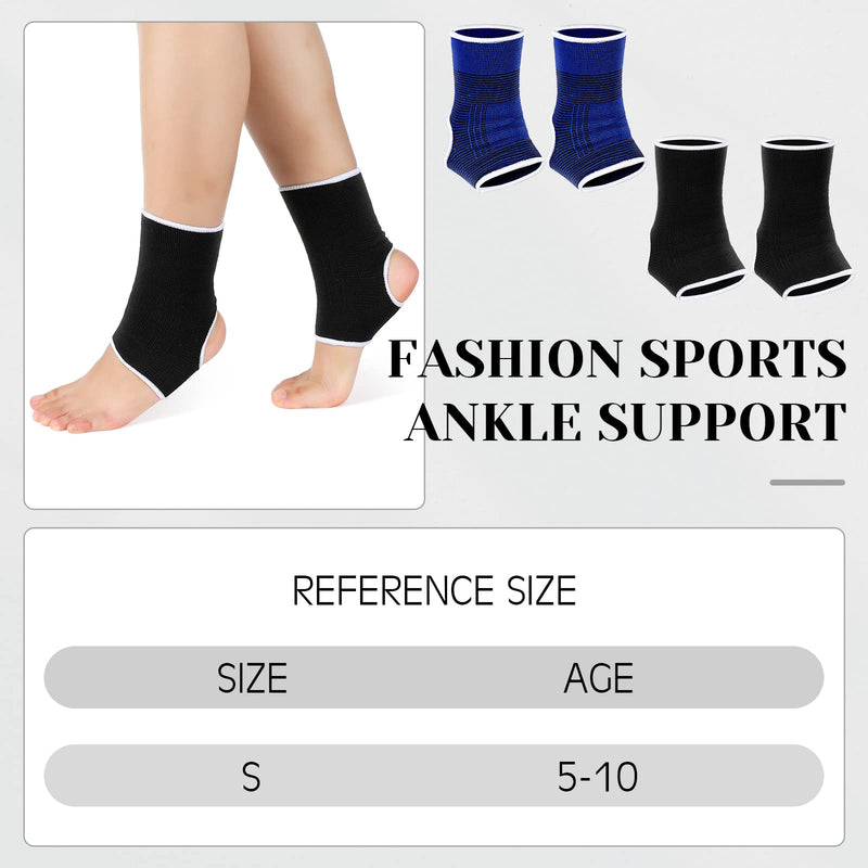 Haysandy 4 Pieces/ 2 Pair Kids Ankle Support Brace Elastic Kids Compression Socks Knitted Ankle Sleeve for Jogging Running Fitness(Black, Dark Blue,5-10 Years) 5-10 Years Black, Dark Blue