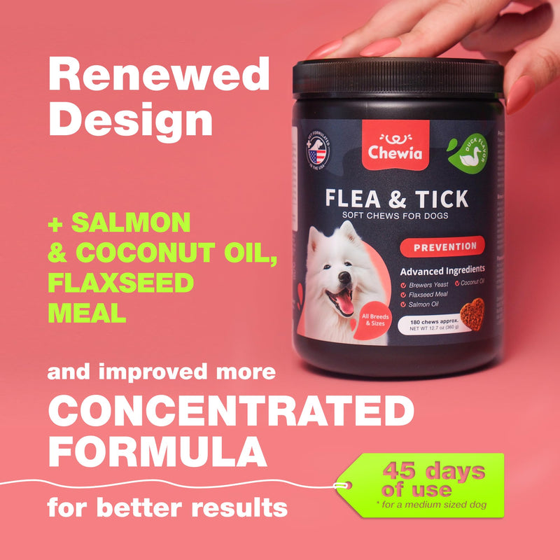 Dog Flea and Tick Treatment Chews - Flea and Tick Prevention for Dogs - Flea & Tick Chewables - Natural Dog Flea & Tick Control Soft Treats - Flea Chewables for Dogs - Immune Support Supplement Duck 180 count - BeesActive Australia