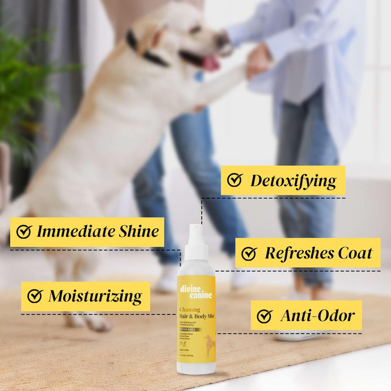 Cleansing Hair and Body Spray for Dogs - 5.1 Fl Oz of Dog Deodorizing Spray Long Lasting Formula - Everyday Body Spray with Aloe, Lemongrass Oil, and More - Made in The USA - BeesActive Australia