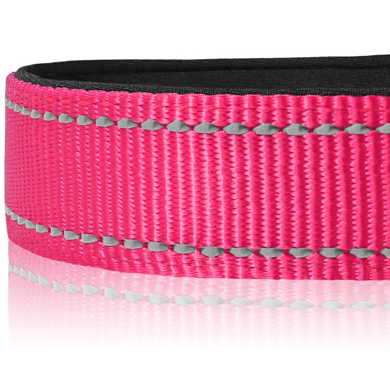 Joytale Reflective Dog Collar,Soft Neoprene Padded Breathable Nylon Pet Collar Adjustable for Large Dogs,Hotpink,L Large (Pack of 1) Hotpink - BeesActive Australia