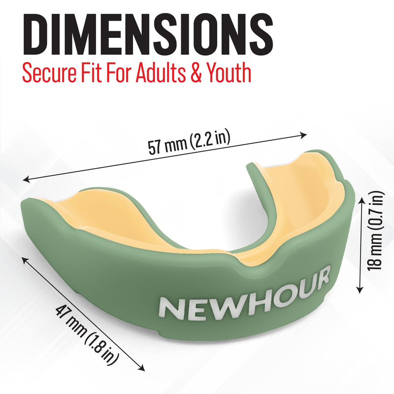 Sports Mouth Guard for Boxing, MMA, Muay Thai, Wrestling, Football & Water Sports – NewHour Adult Mouthguard with a Protective, Breathable Case Basil