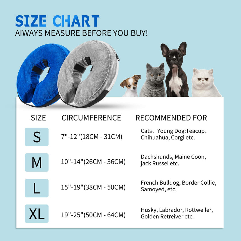 Inflatable dog collar, adjustable dog collar, leak protection, protective collar, dog collar, soft neck collar for dogs that does not block the view for recovery after operations or wounds, gray L [neck: 38 cm - 50 cm] L - BeesActive Australia