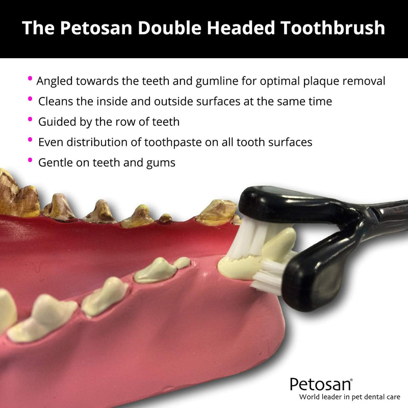Petosan Double-Headed Toothbrush for Toy Dogs/Puppies - Effective Dental Care, Reduces Plaque and Tartar, Veterinarian Approved (0-3kg)